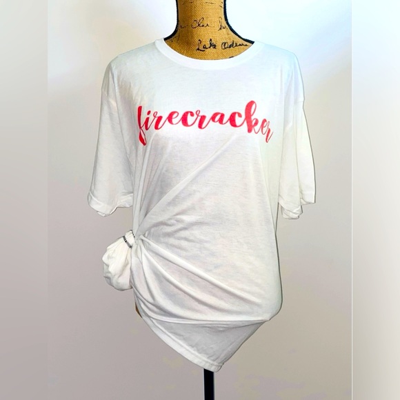 4th of July Firecracker T-Shirt, Patriotic, Unisex XXL 2XL 2X Plus Size White - Picture 2 of 6